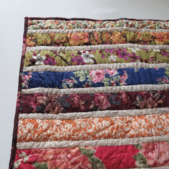 Large Quilted Patchwork Stripes Standard Pillow Case The Company Store Old Stock - Picture 2 of 16